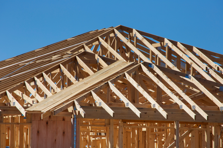 Complex custom residential roofline framing on a luxury estate