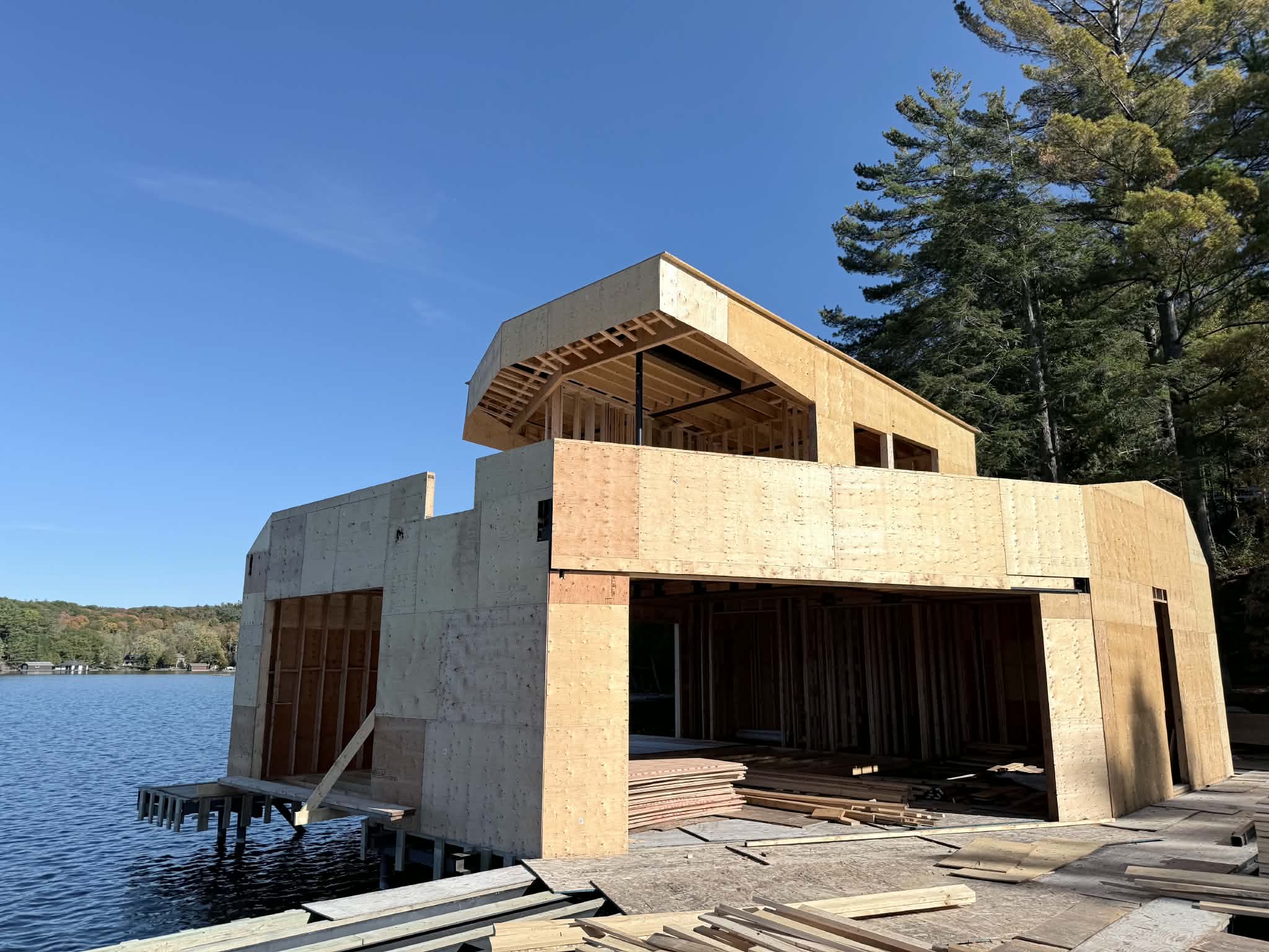 Framing a boat house in Muskoka, Ontario