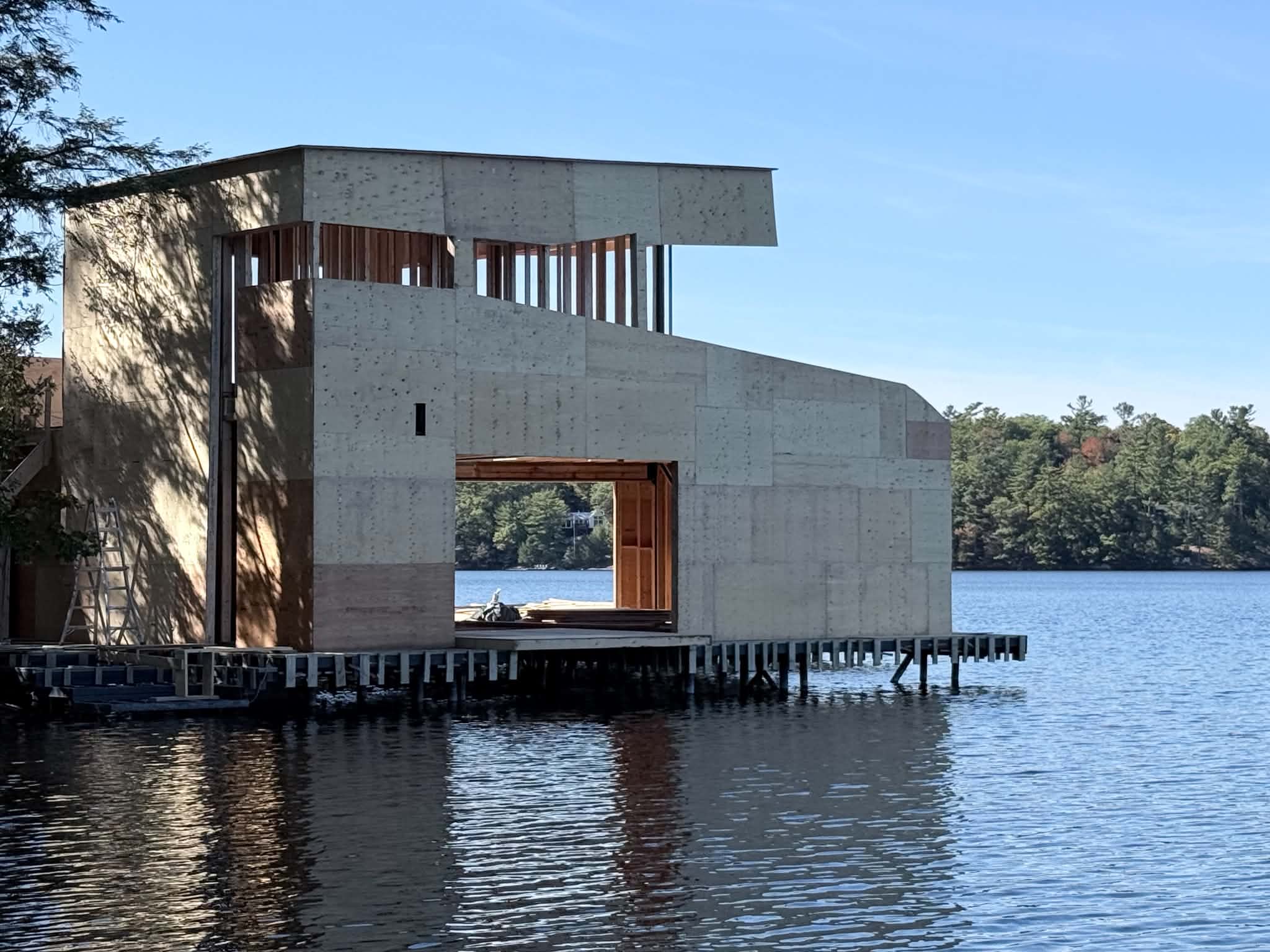 Boat house framing in Muskoka